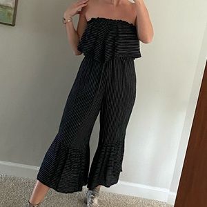 American Eagle strapless striped jumpsuit